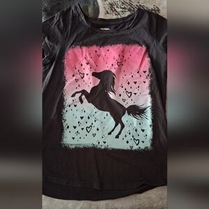 Kids' Black and Pink Horse Graphic T-Shirt
